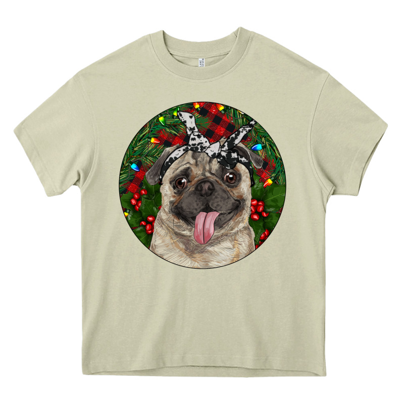 Christmas Pug With Buffalo Plaid Heavy Core Tee by RanaPortraitStore | Teevron