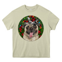 Mossy Christmas Pug With Buffalo Plaid Heavy Core Tee - RanaPortraitStore