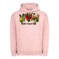 Pigment Salmon peace love  elf Urban Hoodie - AdoDesignShop