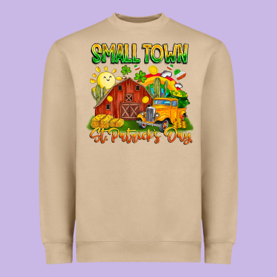 Small Town St Patricks Day Heavyweight Sweatshirt Designed By Cowhidedigitalart
