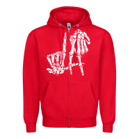 Red la hand sign lazy diy halloween costume skeleton los angeles pullover Zipper Hoodie - trangStudio