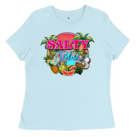 Baby Blue Salty vibes summer Ladies Tee - NancyCooperArtShop