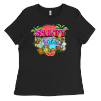 Black Salty vibes summer Ladies Tee - NancyCooperArtShop