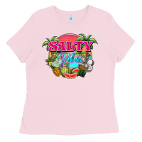 Bubblegum Pink Salty vibes summer Ladies Tee - NancyCooperArtShop