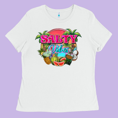 Salty Vibes Summer Ladies Tee Designed By Nancycooperartshop