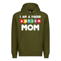 Army Green LIL Autism Mom Premium Hoodie - CowhideDigitalArt