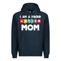 Navy LIL Autism Mom Premium Hoodie - CowhideDigitalArt