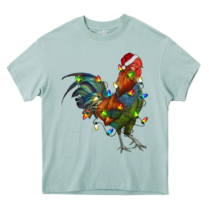 Christmas Lights Rooster Heavy Core Tee by RanaPortraitStore | Teevron