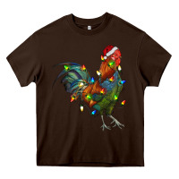 Chocolate Brown Christmas Lights Rooster Heavy Core Tee - RanaPortraitStore