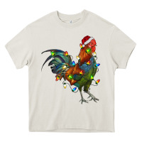 Cream Christmas Lights Rooster Heavy Core Tee - RanaPortraitStore