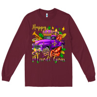 Burgundy happy mardi gras truck olivia Long Sleeve Tee - OliviaCreatesArt