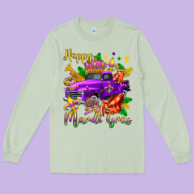 Happy Mardi Gras Truck Olivia Long Sleeve Tee Designed By Oliviacreatesart
