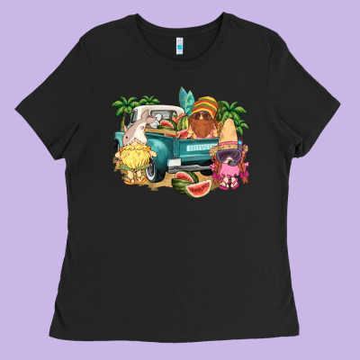 Summer Gnomies Truck Ladies Tee Designed By Nancycooperartshop