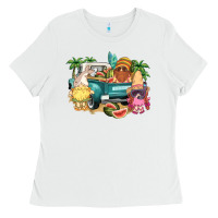 White summer gnomies truck Ladies Tee - NancyCooperArtShop