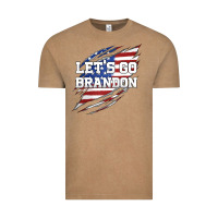 Vintage Coffee Let's Go Brandon Ripped Cloth with American Flag Vintage Tee - Jasminsmagicworld