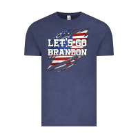 Vintage Denim Let's Go Brandon Ripped Cloth with American Flag Vintage Tee - Jasminsmagicworld