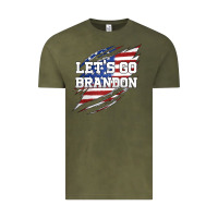 Vintage Olive Let's Go Brandon Ripped Cloth with American Flag Vintage Tee - Jasminsmagicworld