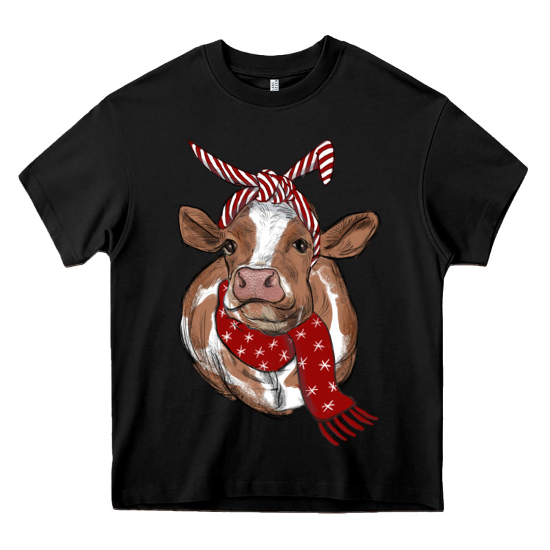 Christmas Heifer With Scarf Heavy Core Tee by RanaPortraitStore | Teevron