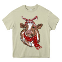 Mossy Christmas Heifer With Scarf Heavy Core Tee - RanaPortraitStore