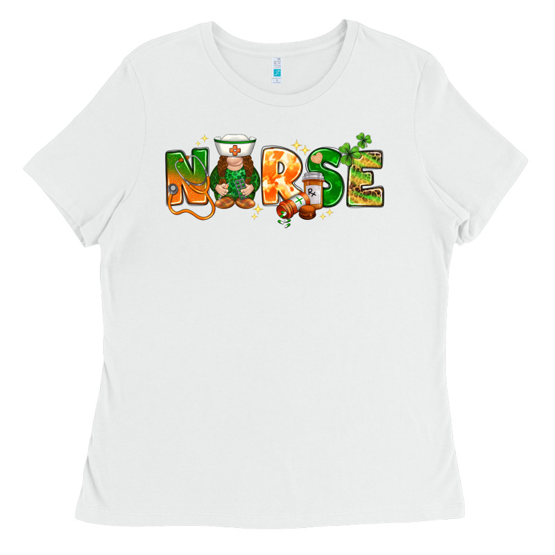 St Patricks Day Nurse With Gnome Ladies Tee by NancyCooperArtShop | Teevron