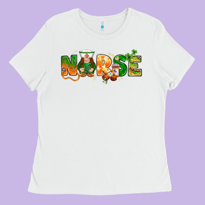 St Patricks Day Nurse With Gnome Ladies Tee Designed By Nancycooperartshop