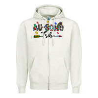 Oatmeal Heather au some tribe Zipper Hoodie - CowhideDigitalArt