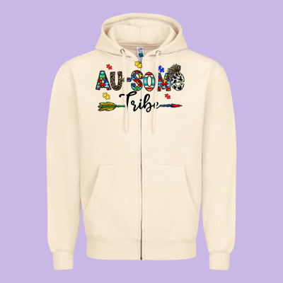 Au Some Tribe Zipper Hoodie Designed By Cowhidedigitalart