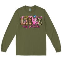 Army Green love my soldier olivia Long Sleeve Tee - OliviaCreatesArt