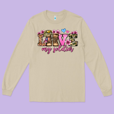 Love My Soldier Olivia Long Sleeve Tee Designed By Oliviacreatesart
