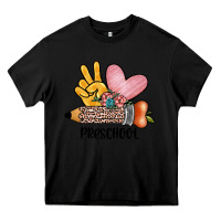 Black peace love preschool Heavy Core Tee - JahusDesignShop
