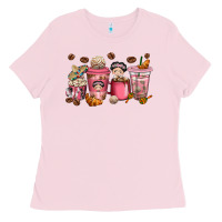 Bubblegum Pink cafecito y chisme coffee cups Ladies Tee - texasbilliewilder