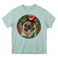 Christmas Pug With Leopard Heavy Core Tee | Teevron
