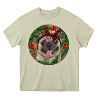 Mossy Christmas Pug With Leopard Heavy Core Tee - RanaPortraitStore