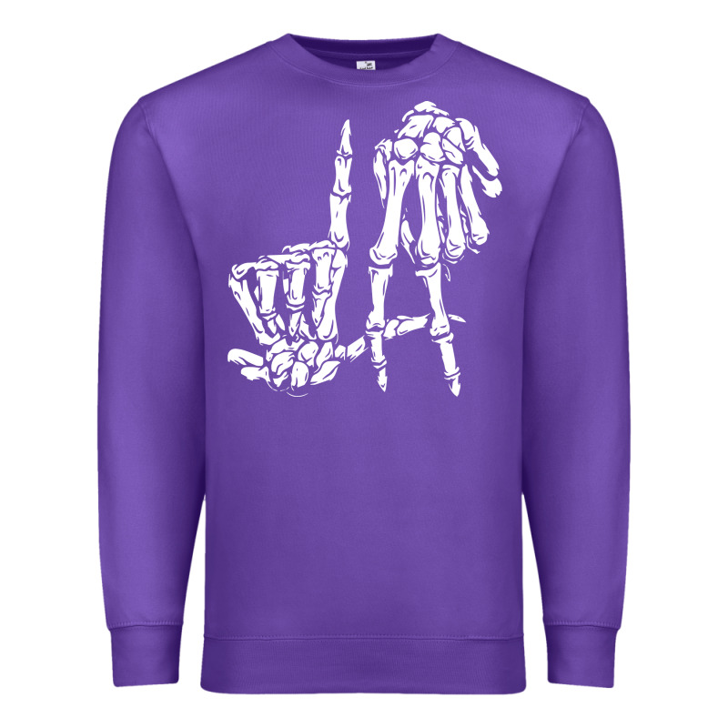 La Hand Sign Lazy Diy Halloween Costume Skeleton Los Angeles Pullover Premium Sweatshirt by trangStudio | Teevron