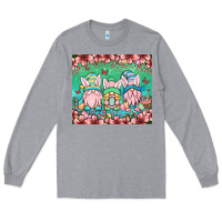Heather Grey Easter gnomes Long Sleeve Tee - OliviaCreatesArt