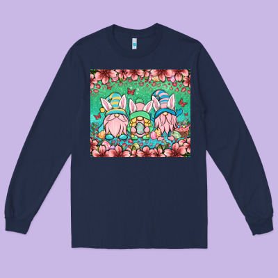 Easter Gnomes Long Sleeve Tee Designed By Oliviacreatesart