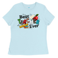 Baby Blue best teacher ever Ladies Tee - NancyCooperArtShop