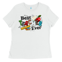 White best teacher ever Ladies Tee - NancyCooperArtShop