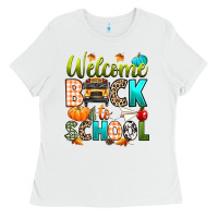 White welcome back to school fall Ladies Tee - texasbilliewilder