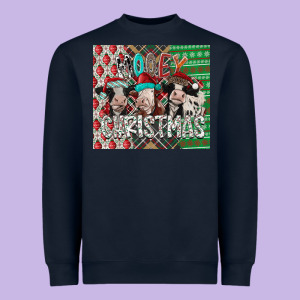 Mooey Christmas Heavyweight Sweatshirt Designed By Cowhidedigitalart