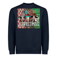 Navy mooey Christmas Heavyweight Sweatshirt - CowhideDigitalArt