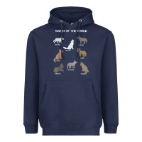 Navy Wolves Of The World Educational Wolf Gift Heavyweight Hoodie - trangStudio