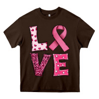 Chocolate Brown Western Breast Cancer Love Heavy Core Tee - RanaPortraitStore
