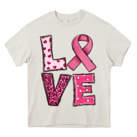 Cream Western Breast Cancer Love Heavy Core Tee - RanaPortraitStore