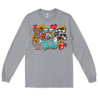 Heather Grey ekg tech Long Sleeve Tee - OliviaCreatesArt