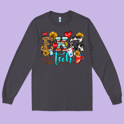 Ekg Tech Long Sleeve Tee Designed By Oliviacreatesart