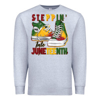 Heather Grey steppin' into juneteenth Premium Sweatshirt - BarkalooDesign