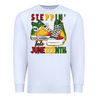 White steppin' into juneteenth Premium Sweatshirt - BarkalooDesign