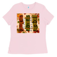 Bubblegum Pink pumpkins leaves flannels hayrides football Ladies Tee - texasbilliewilder
