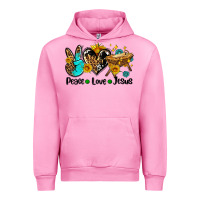 Fuchsia Pink peace love jesus Urban Hoodie - AdoDesignShop
